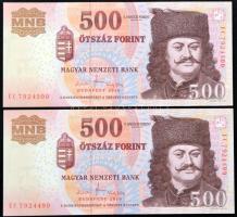2010. 500Ft "EC" (2x) sorszámkövetők T:I,I-