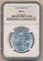 Libéria 1962. 1$ Ag "NGC" tokbanT:1 Liberia 1962. 1 Dollar Ag in "NGC" case C:UNC