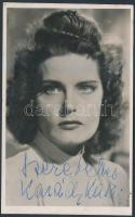 Karády Katalin (1900-1990) színésznő portréja, filmfotó, dedikált, hátulján feliratozva, 14×9 cm