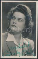 Karády Katalin (1900-1990) színésznő portréja, filmfotó, dedikált, hátulján feliratozva, 14×9 cm