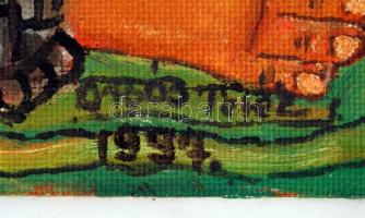 Orsos Teréz (1956-): Kosárfonó. Olaj, farost, jelzett, 59×39 cm