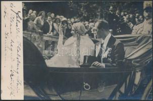 1931 Sinaia, Habsburg Antal és Ileana hercegnő esküvője fotólap / 1931 Sinaia, Romania, wedding of Anton Habsburg and countess Ileana