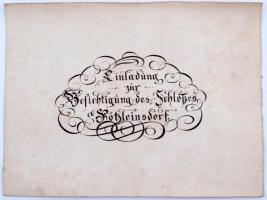 XX. sz eleje: Pötzleinsdorf meghívó a kastély meglátogatására a kastély képével / invitation card with the image of the castle