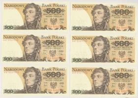 Lengyelország 1982. 500Zl (6x) sorszámkövetők T:I Poland 1982. 500 Zlotych (6x) sequential serials C:UNC