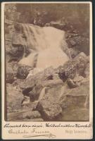 cca 1900 Tarpatak vízesés, Nagy-Lomnicz, Magas-Tátra, keményhátú fotó Czéhula Ferenc műterméből, 16,5×11 cm