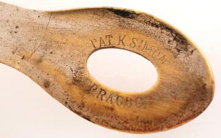 Antik fém csipesz, jelzett (Pat.K.SIMON Prague), h:12 cm
