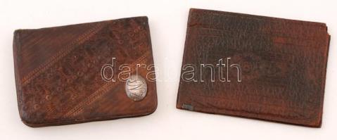 Régi monogramos (FNZ) bőr pőénztárca (2 db), 11×8 cm