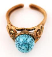Mutatós réz gyűrű, türkiz kővel, állítható