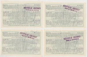 1925. "14. Magyar Királyi Osztálysorsjáték, ötödik osztály egy negyed sorsjegy" (4x) minde...