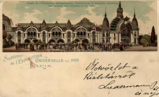 Paris, Párizs; 2 db RÉGI képeslap, világkiállítás, 1900; litho; 1 db szórólap a kiállításról / 2 old...