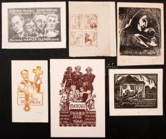 6 db ex libris: Nagy Árpád, Z. Gács György, Kertes Kolmann Jenő, Fery Antal, Strebenc Károly, kettő jelzett