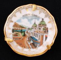 "Monte Carlo" Limoges-i porcelán tálka, fém tartóval, matricás, hibátlan, jelzett, d: 5,5 cm