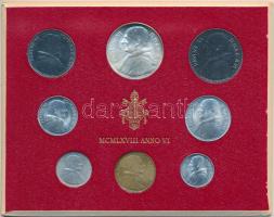 Vatikán 1968. 1L-100L + 500L Ag, 8xklf db-ból álló forgalmi szett T:1 Vatican 1968. 1 Lira - 100 Lire + 500 Lire Ag, 8xdiff pcs in coin set C:UNC Krause MS72