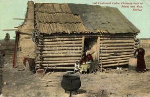 Florida, Old Fashioned Cabin Chimney Built of Sticks and Mud