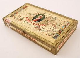 Elbaco Diplom szivarka illusztrált fadoboz, 24x14x3,5cm/ Elbaco Diplom cigarillos illustrated wooden box 24x14x3,5 cm