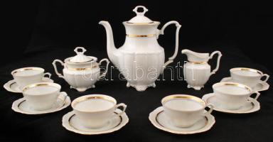 Wałbrzych teás készlet, fehér mázas, aranyozott, hibátlan