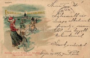 1899 Excelsior-Pneumatic, Hannoversche Gummi-Kamm Comp., cyclists, Serie C No. 2. litho (Rb)