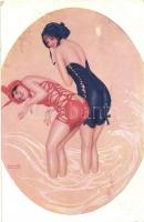 La Mer fleurie. 21 Marque L.- E. modeles deposes, Paris / French Art Nouveau postcard s: Raphael Kirchner (minor surface damage)