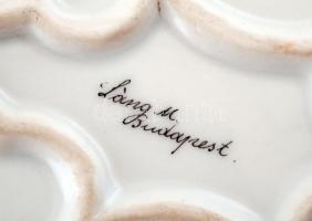 Láng M., Budapest jelzéssel nagy méretű címeres tálaló, kopottas aranyozással, 64x26cm