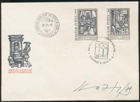 1989 Berzsenyi Dániel FDC Kass János a bélyeget tervező grafikusművész aláírásával