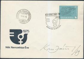 1975 A Nők nemzetközi áve FDC Kass János bélyegtervező grafikusművész aláírásával