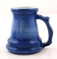 Zsolnay korsó, kék mázas, jelzett, hibátlan, m:14 cm