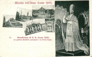 Benedizione di S. S. Leone XIII., Le quattro Basiliche principali e la Porta Santa / Blessing of Léo XIII., The four major basilicas and the Holy Door (EM)
