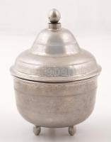 Ezüstözött alpakka cukortartó, kopott, jelzés nélkül, m:15 cm