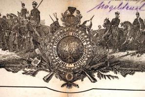 1880 Katonai végelbocsájtó levél. Hajtásnyomokkal, javítva de jó állapotban / 1880 Disarming warrant