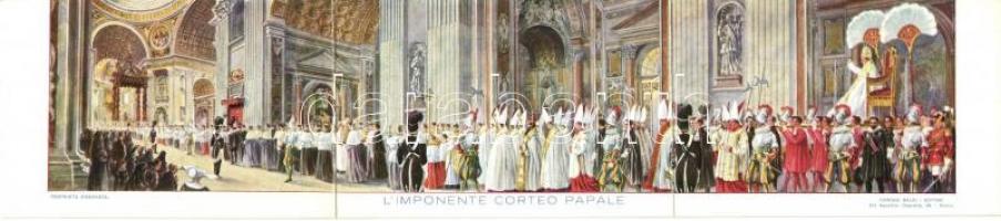 Limpotente corteo papale, elenco di tutti i componenti / Papal Procession, list of participants; 3-tiled folding card, Tantori