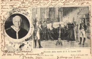 1903 Ricordo della morte di S. S. Leone XIII / Pope Leo XIII obituary postcard, floral