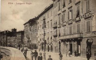 Pisa, Lungarno Regio, Royal Victoria Hotel, tram (cut)