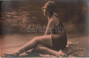 1910s swimwear, Italian fashion photo postcard