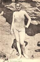 1920s daring swimwear, French fashion postcard; Alsacienne des Arts Photomecaniques