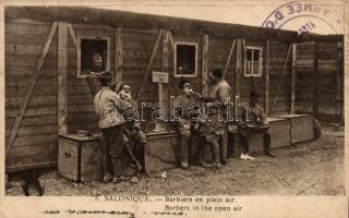Thessaloniki, Salonique; military barbers, soldiers (EB)