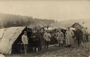 WWI Greek military camp, soldiers group photo (EK)