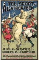 1913 Télisport a Fővárosi állatkertben, reklám / Budapest Zoo, winter sports, advertisement