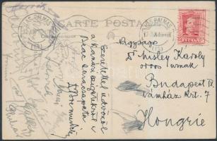 cca 1930 A BEAC tornacsapat tagjai által aláírt és a Kanári szigetekről hazaküldött képeslap
