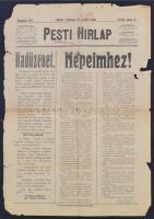 1914 A Pesti Hírlap Ferenc József hadüzenetét és beszédét tartalmazó kiadása a világháború kitörésekor.  Megviselt.