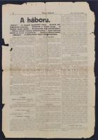 1914 A Pesti Hírlap Ferenc József hadüzenetét és beszédét tartalmazó kiadása a világháború kitörések...