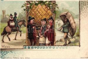 Wales, folklore; Nationalitäten-Postkarten Serie Dess. No. 24. litho