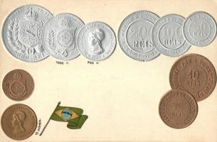 Brazil, Brasilien - Set of coins, Emb. litho