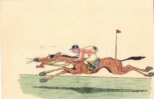 Jockey, humour; hand tinted postcard H. H. i. W. Nr. 493.