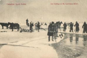 Ice cutting on St. Lawrence River; Canadian Sport Series