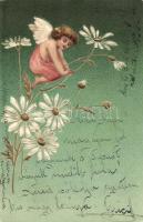 Angel, floral Emb. litho