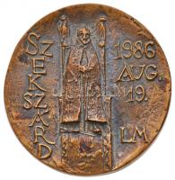 Lesenyei Márta (1930-) 1986. "I. Béla király - Szekszárd" egyoldalas Br érem (82mm) T:2 Hungary 1986. "Béla I of Hungary - Szekszárd" one-sided Br medal. Sign.: Márta Lesenyei (82mm) C:XF
