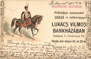 Millenniumi banderium, Osztálysorsjegy Lukács Vilmos bankházában; litho
