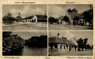 Ercsi, Piactér a Gévay-vendéglővel, Főutca részlet, Kisduna-sziget részlet, Bánffy-vendéglő (EB)