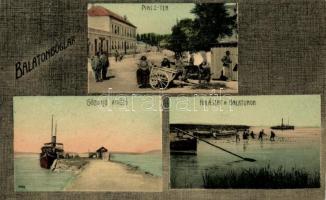 Balatonboglár, Piacz-tér, Gőzhajó kikötő, halászat a Balatonon, Grosz Simon kiadása