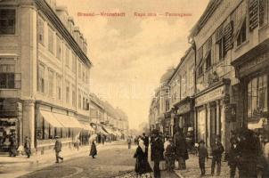 Brassó, Kronstadt; Kapu utca, Purzengasse, Mihalovits & Nussbacher takarékpénztára / street